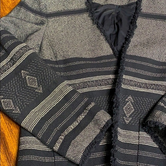 Loft 2 piece SET blazer + skirt twill navy striped fringe - Picture 9 of 16